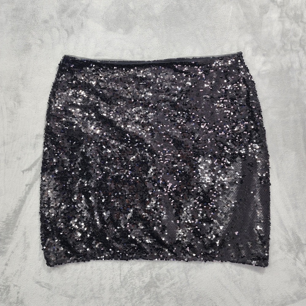 Marc New York Andrew Marc Skirt Womens XL Black Sequin Mini Lined Party Cocktail